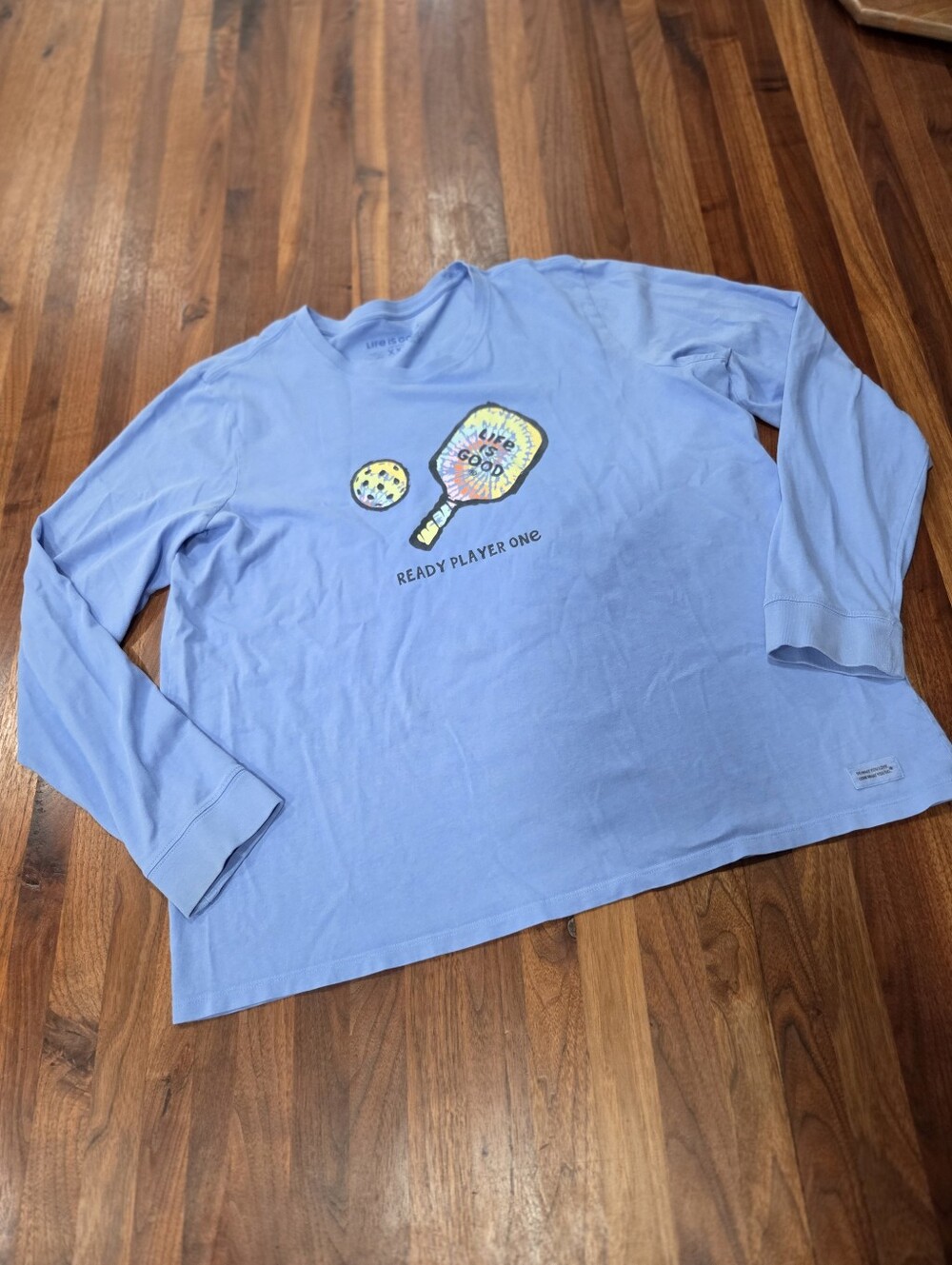Life Is Good Ready Player One Pickle Ball Long Sleeve Crew Neck Tee Size XXL